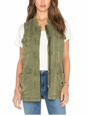 Sanctuary Canyon Military Vest Utility Sleeveless Jacket Army Green Women's Sz S